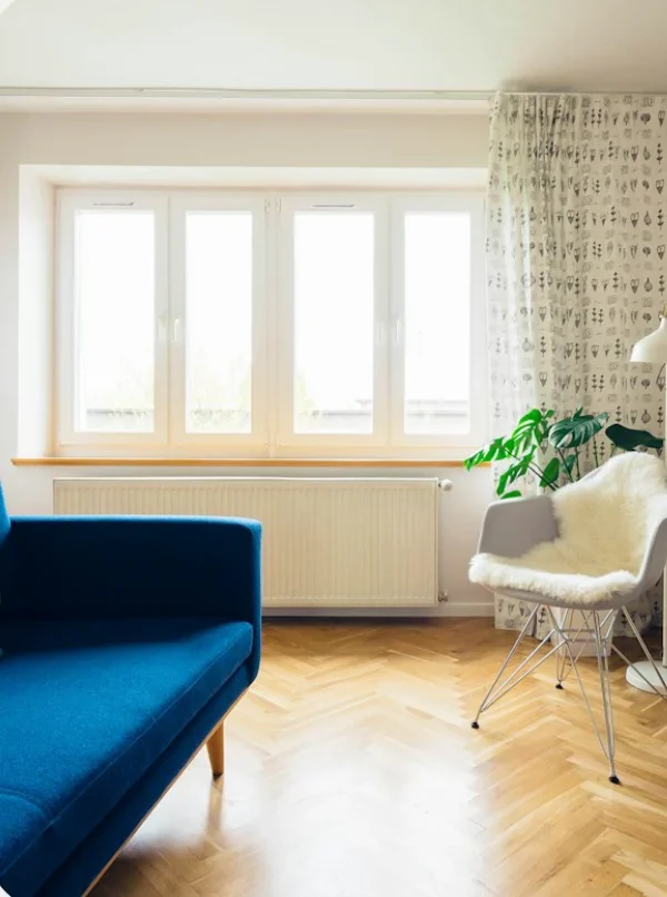 A living room being scanned